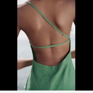 Open back linen blend dress